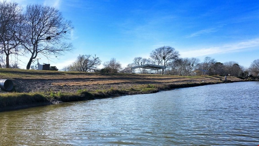 Unique look at our hard work on the bayou from the water.